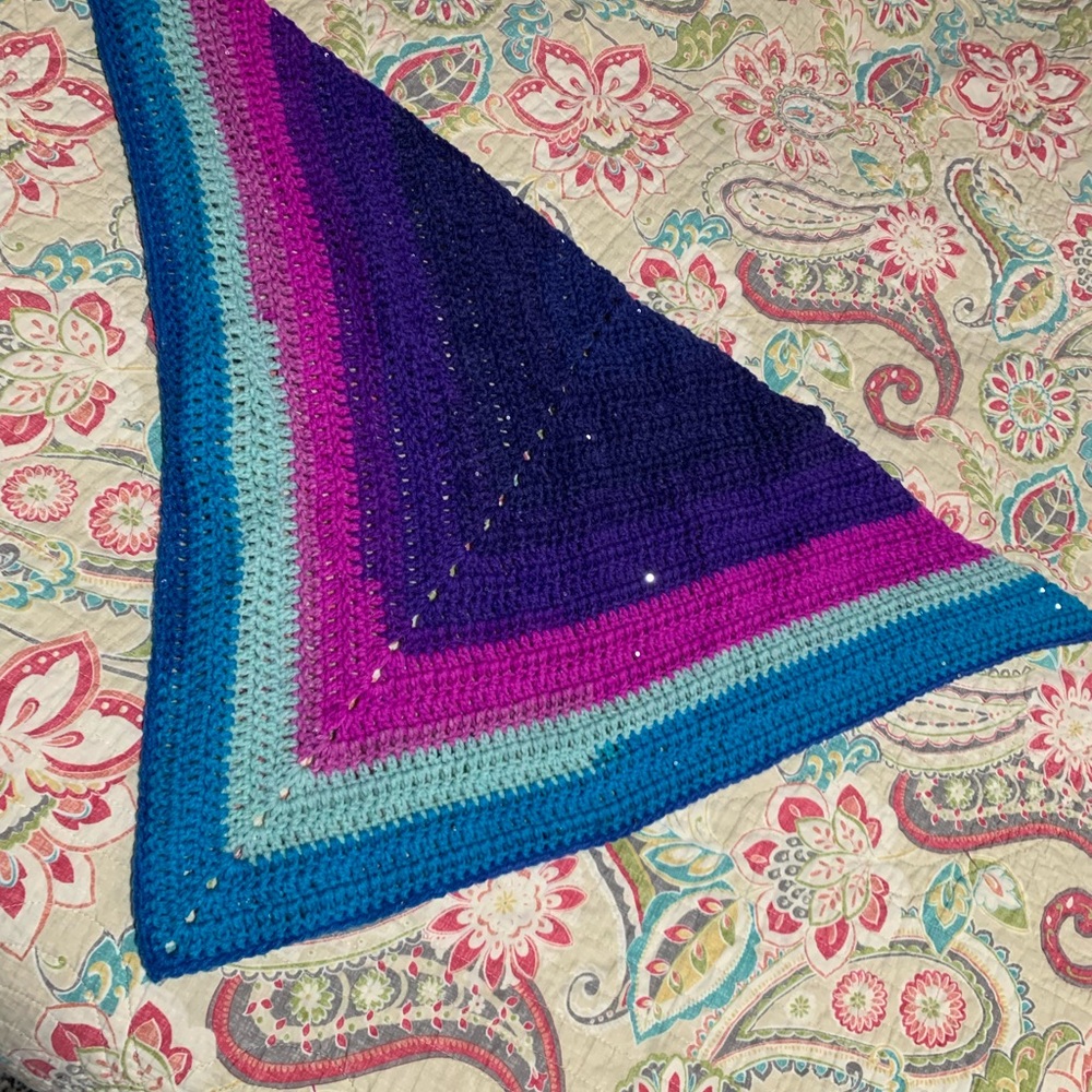 Multicolor Crochet Triangle Scarf